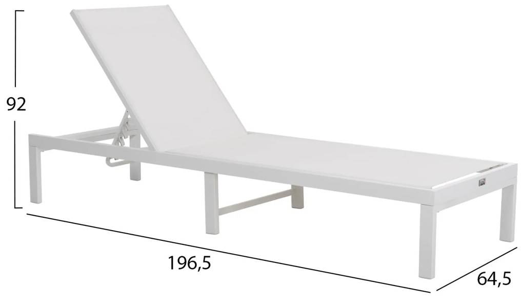 Ξαπλώστρα Αλουμινίου Thatcher Λευκός Σκελετός &amp; Textilene 196,5x64,5x92Υεκ