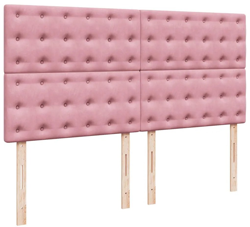 Οθωμανικό κρεβάτι με στρώματα &amp; LEDs Ροζ 160x200cm Velvet 3314479