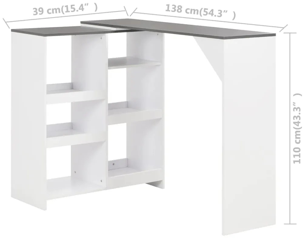 ΤΡΑΠΕΖΙ ΜΠΑΡ ΜΕ ΚΙΝΗΤΗ ΡΑΦΙΕΡΑ ΛΕΥΚΟ 138 X 40 X 120 ΕΚ. 280226