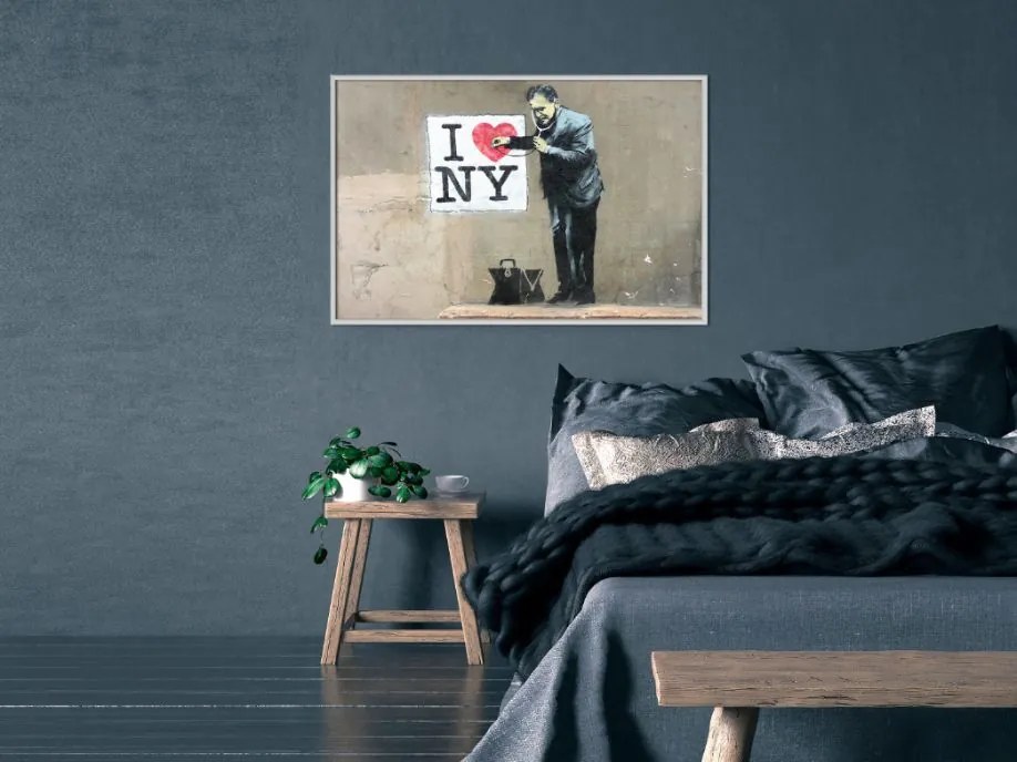 Αφίσα - Banksy: I Heart NY - 60x40 - Χρυσό - Με πασπαρτού