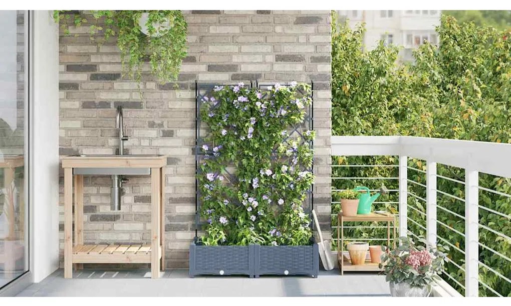 vidaXL Κηποτινάκι με Τρέλα Ανοιχτό γκρι 80 x 40 x 125.5 εκ. PP
