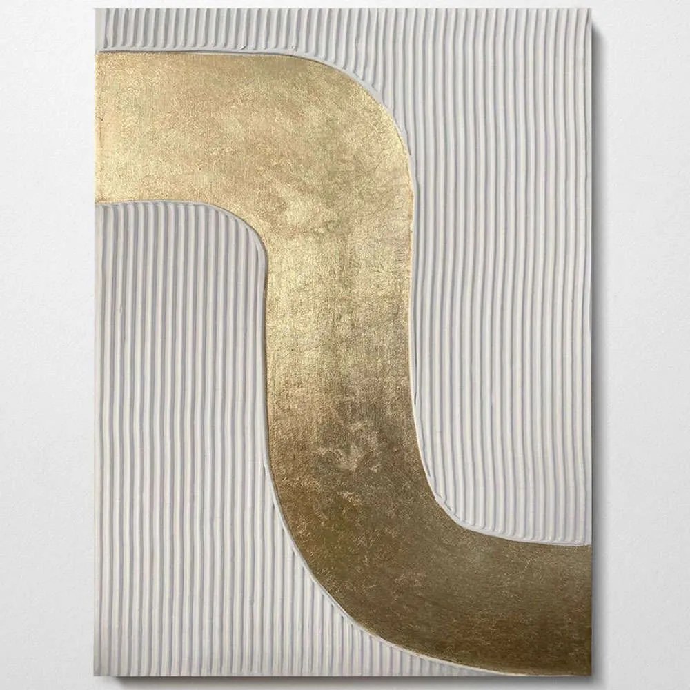 Πίνακας Καμβάς 3D 112RGN1107 50x70cm White-Gold Wallity Κάθετοι Wood, Canvas