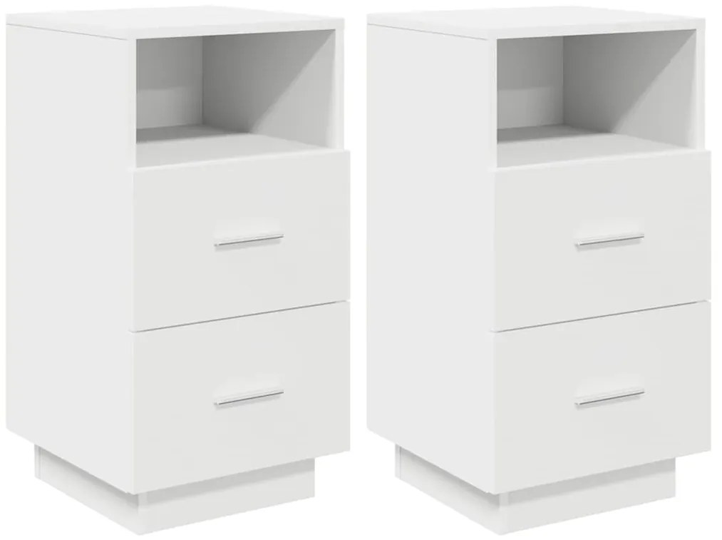 vidaXL Κομοδίνα 2 τμχ με 2 συρτάρια Λευκό 36x36x68 cm