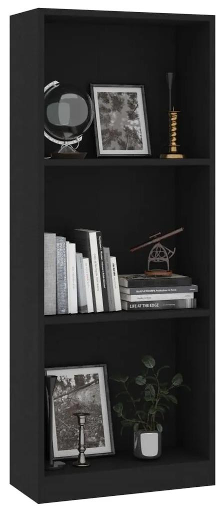 Βιβλιοθήκη με 3 Ράφια Μαύρη 40 x 24 x 108 εκ. από Μοριοσανίδα - Μαύρο