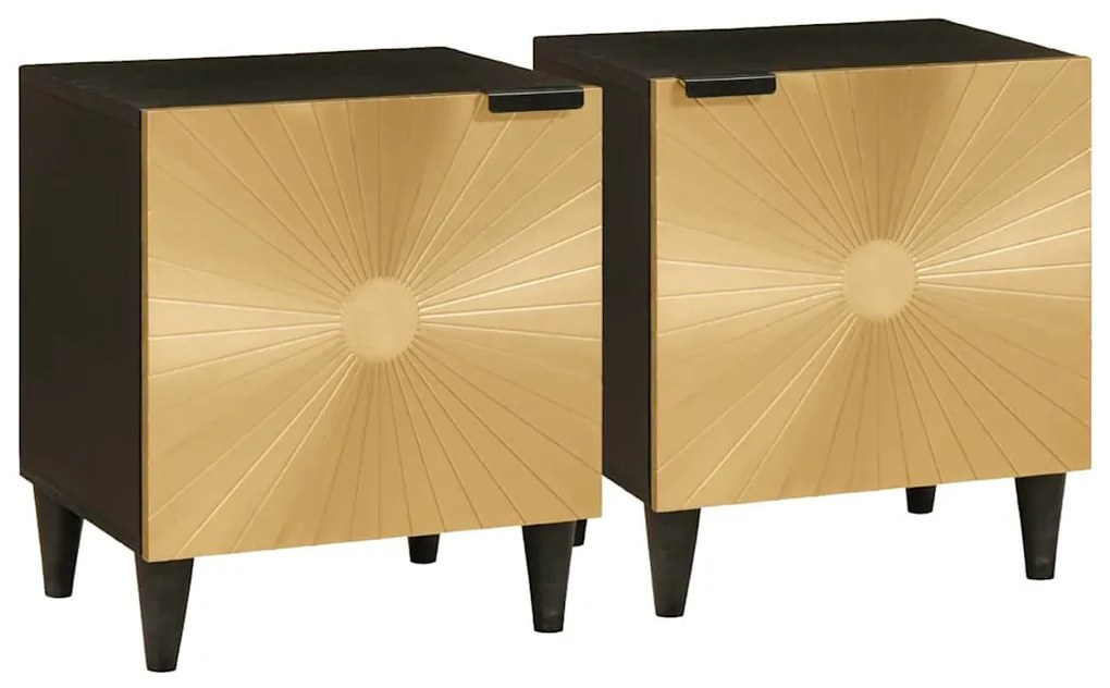 Κομοδίνο 2 pcs Μαύρο και Χρυσό 40 x 33,5 x 46 εκ