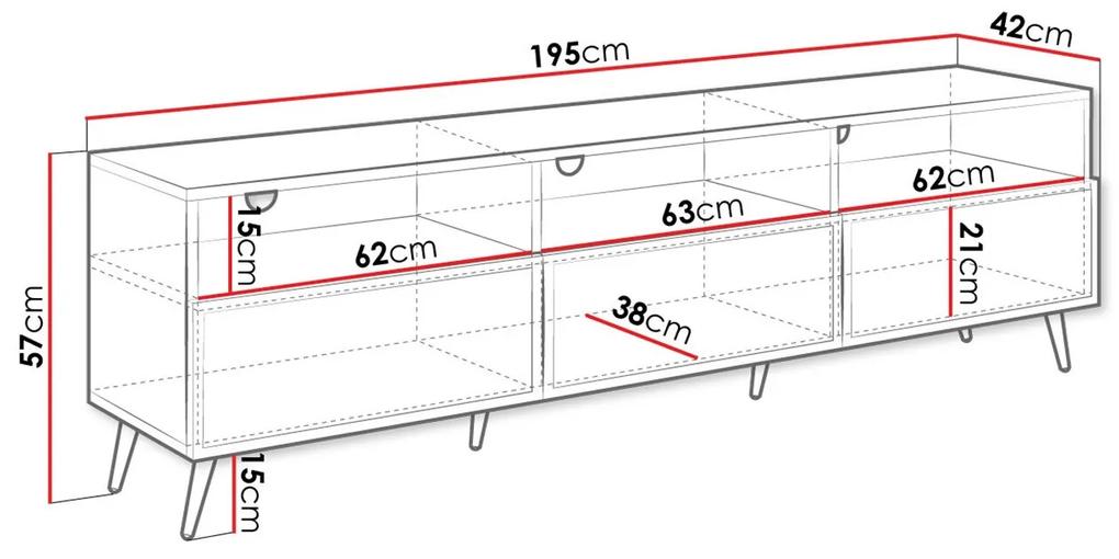 Τραπέζι Tv Comfivo K106, Μαύρο, 195x57x42cm, 44 kg | Epipla1.gr