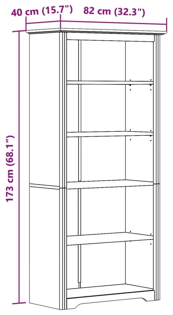 vidaXL Βιβλιοθήκη BODO 5 Επ. Λευκή 82x40x173 εκ. από Μασίφ Ξύλο Πεύκου