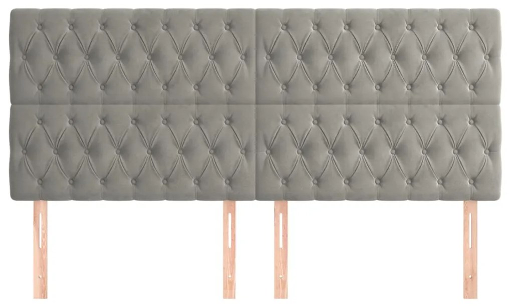 vidaXL Κεφαλάρι Ανοιχτό Γκρι 200x7x118/128 εκ. Βελούδο