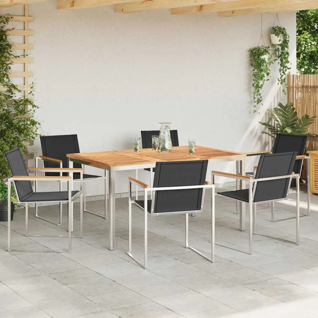 vidaXL Σέτ φαγητού για κήπο 7 pcs Συμπαγές Ξύλο Τικ