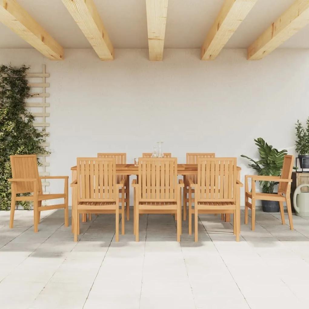 Καρέκλες Κήπου Στοιβαζόμενες 8 τεμ. 56,5x57,5x91 εκ. Μασίφ Teak - Καφέ
