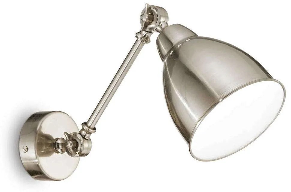 Φωτιστικό Τοίχου-Απλίκα Newton 016399 14x23x44cm 1xE27 60W Nickel Ideal Lux