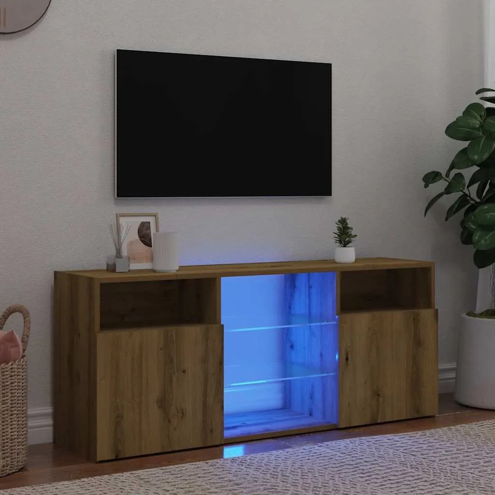 vidaXL Έπιπλο Τηλεόρασης με LED Αρτισιανή Δρυς 120x30x50 εκ Επεξ.Ξύλο