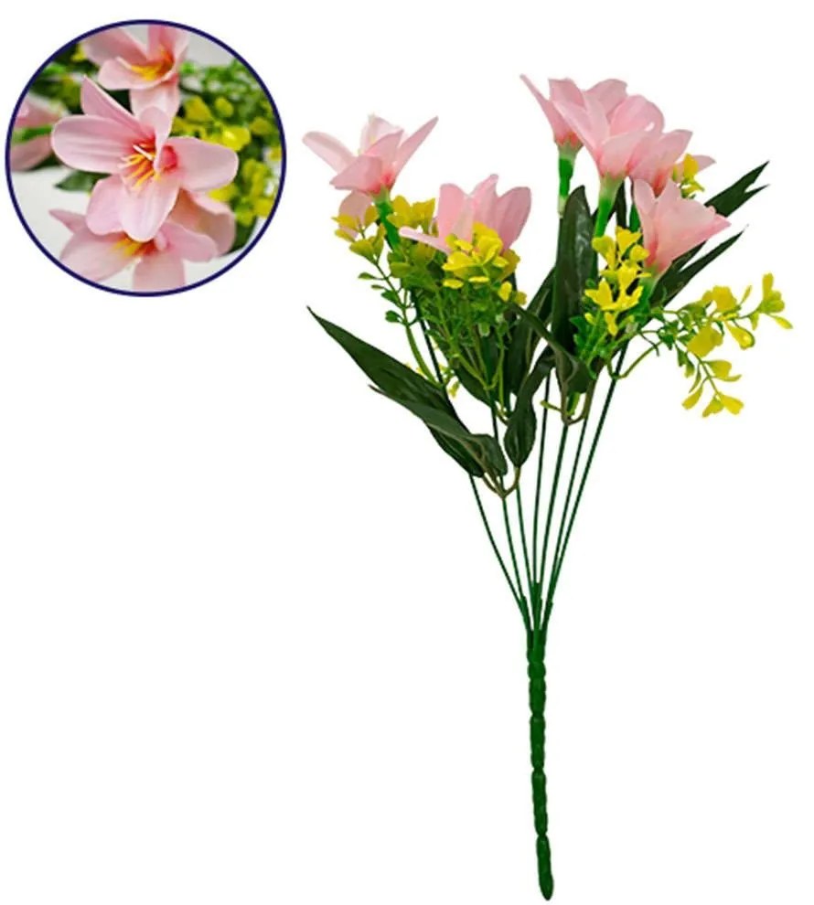 Διακοσμητικό Μπουκέτο Rain Lily 09083 15x15x33cm Yellow-Pink GloboStar Plastic