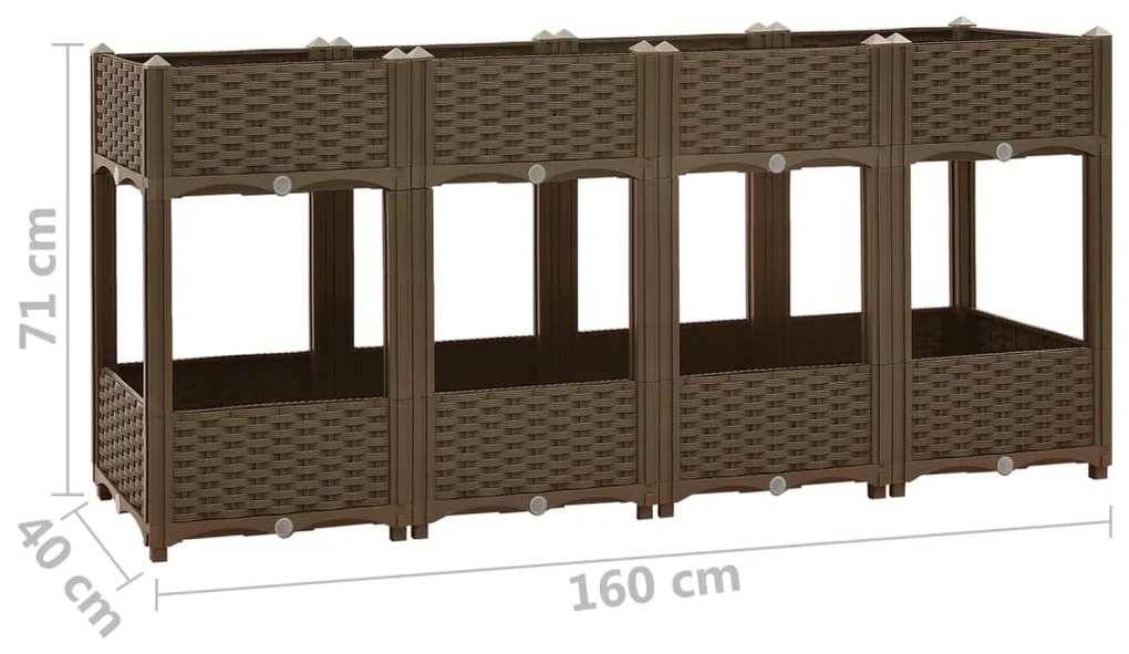 Ζαρντινιέρα 160 x 40 x 71 εκ. από Πολυπροπυλένιο - Καφέ