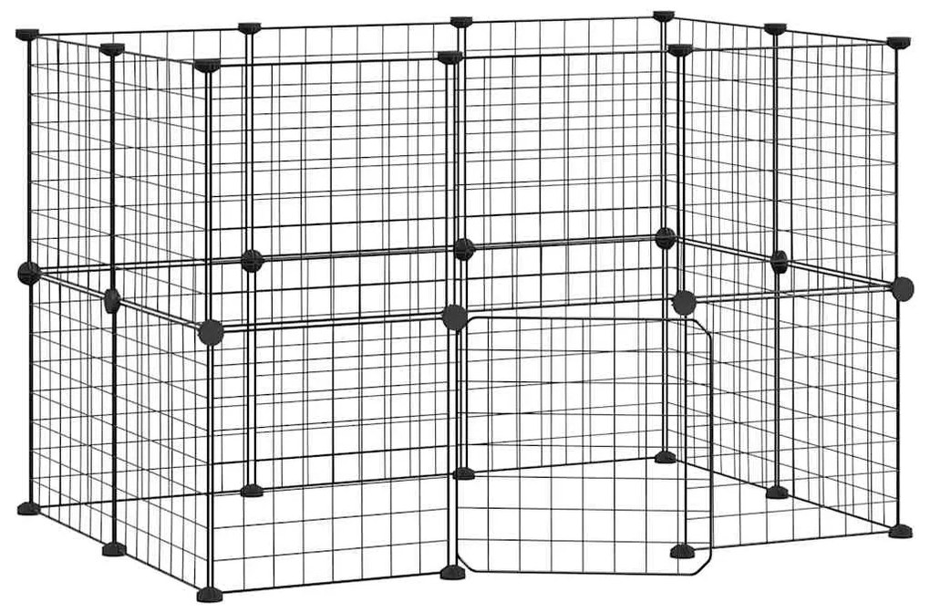 vidaXL Κλουβί Κατοικίδιων με 20 Πάνελ + Πόρτα Μαύρο 35 x 35εκ Ατσάλινο
