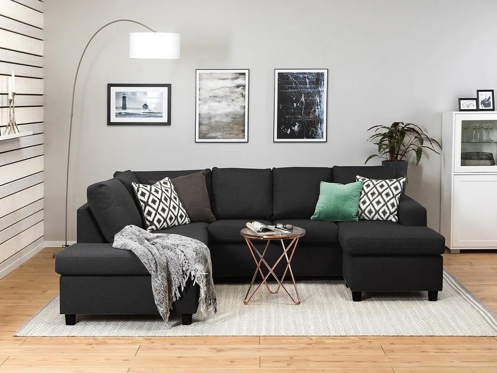 Γωνιακός Καναπές Scandinavian Choice C154, Ανθρακί, Μαύρο, 254x194x82cm, Πόδια: Πλαστική ύλη | Epipla1.gr