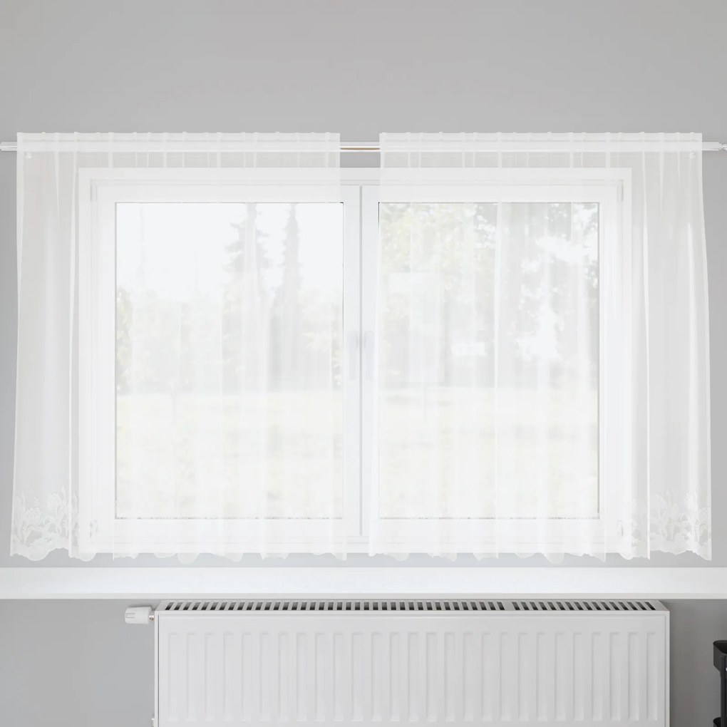 vidaXL Κουρτίνα Δαντέλας με κουρτίνες Floral Λευκό 200 x 180 cm Πολυεστέρας