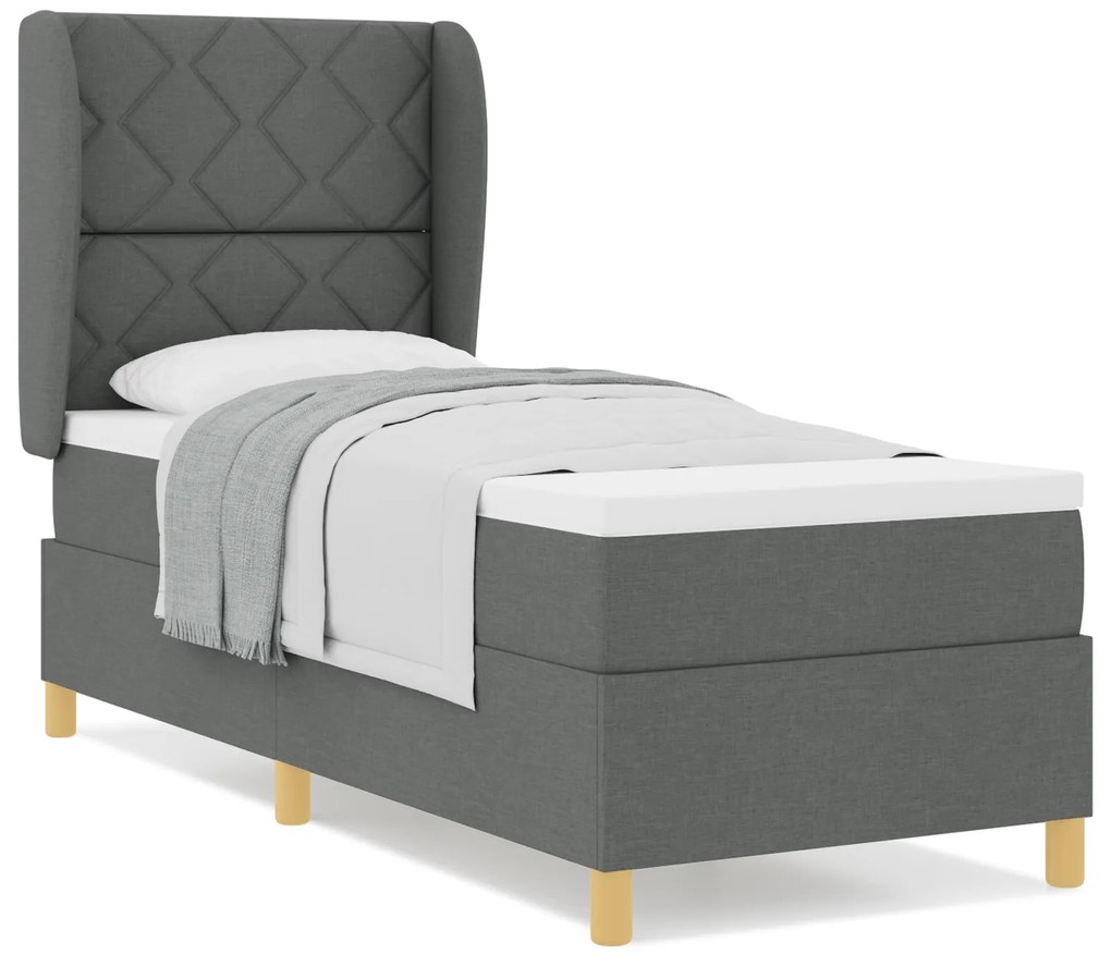 vidaXL Κρεβάτι Box Spring με Στρώμα Σκοτεινό Γκρι 80x200 εκ Υφασμάτινο