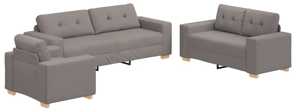 vidaXL Σετ Καναπέ με μαξιλάρι με μαξιλάρι 3 pcs Taupe ύφασμα