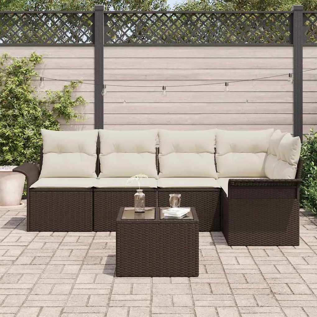 vidaXL Σετ Καναπέ Κήπου 6 pcs 242.5 x 132.5 x 85 εκ. Πολυ ράταν