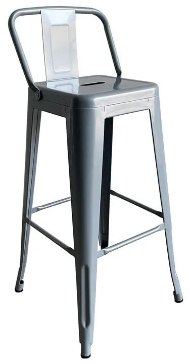 RELIX Σκαμπό Bar με Πλάτη, Μέταλλο Βαφή Γκρι