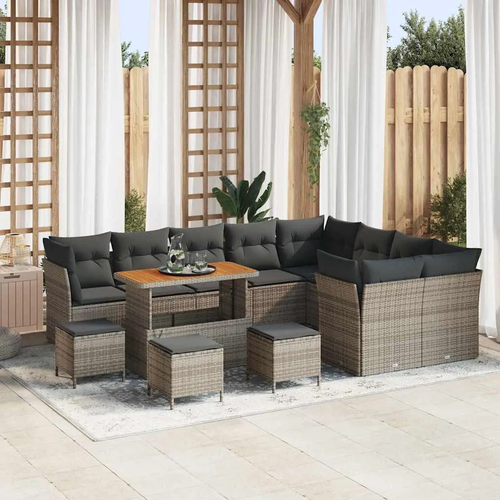 vidaXL Σετ Καναπέ Κήπου 13 pcs Γκρι συνθετικό ρατάν