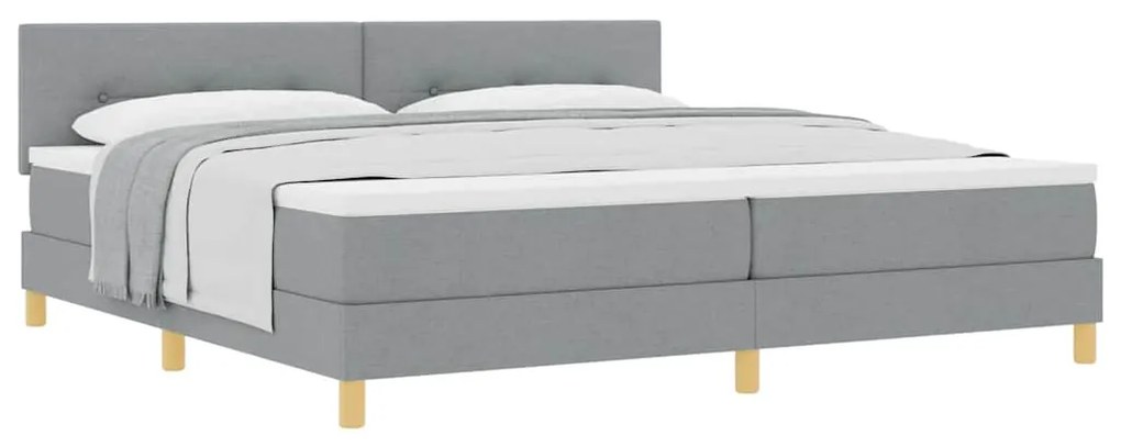 vidaXL Κρεβάτι box spring με στρώμα Ανοιχτό γκρι 200 x 200 cm ύφασμα