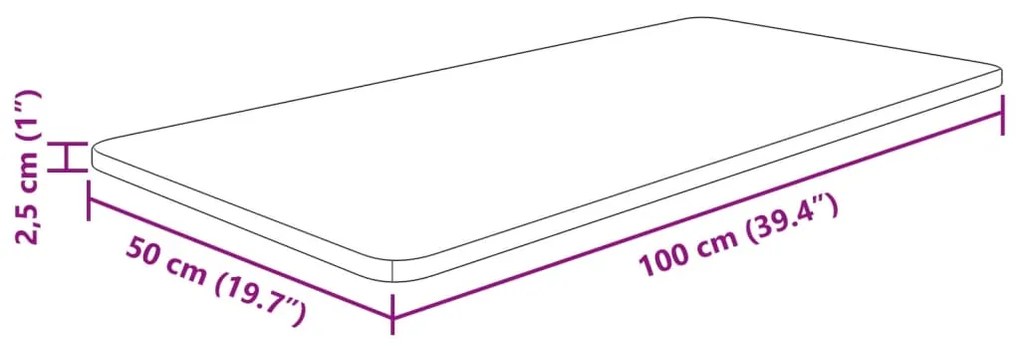 vidaXL Πάγκος Μπάνιου Σκ. Καφέ 100 x 50 x 2,5 εκ. Επεξ. Μασίφ Ξύλο