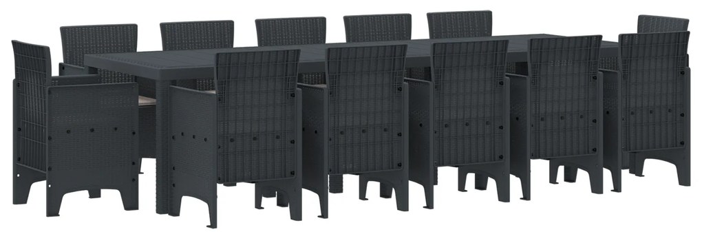 vidaXL Σετ Τραπεζαρίας Κήπου με Μαξιλάρια 13 pcs Ανθρακί Μεγάλο