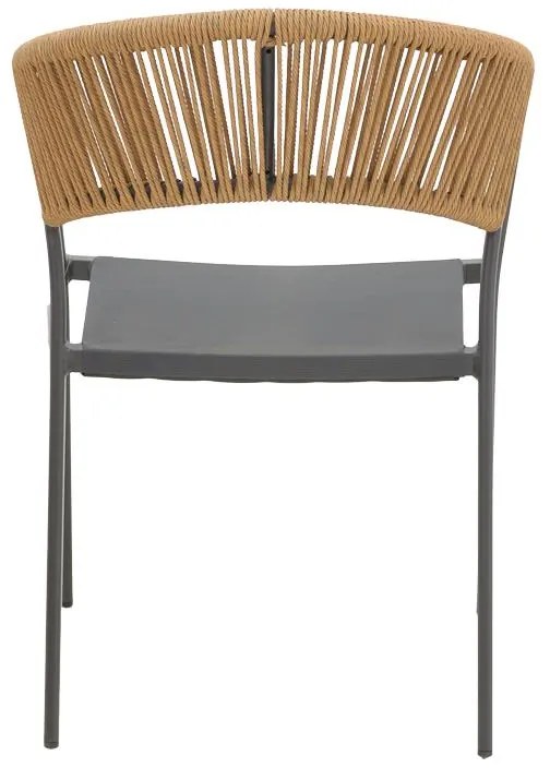 Καρέκλα - Πολυθρόνα αλουμινίου Glisten στοιβαζόμενη ανθρακί σκελετός-textilene φυσικό rattan 58x56x82 εκ. 58x56x82 εκ.