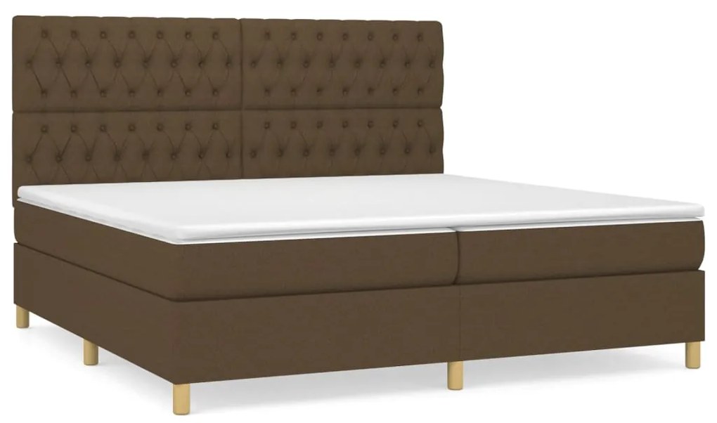 vidaXL Κρεβάτι Boxspring με Στρώμα Σκούρο Καφέ 200x200 εκ. Υφασμάτινο