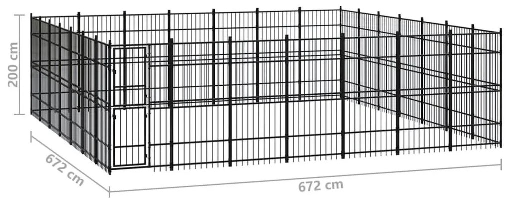 Κλουβί Σκύλου Εξωτερικού Χώρου 45,16 μ² από Ατσάλι - Μαύρο