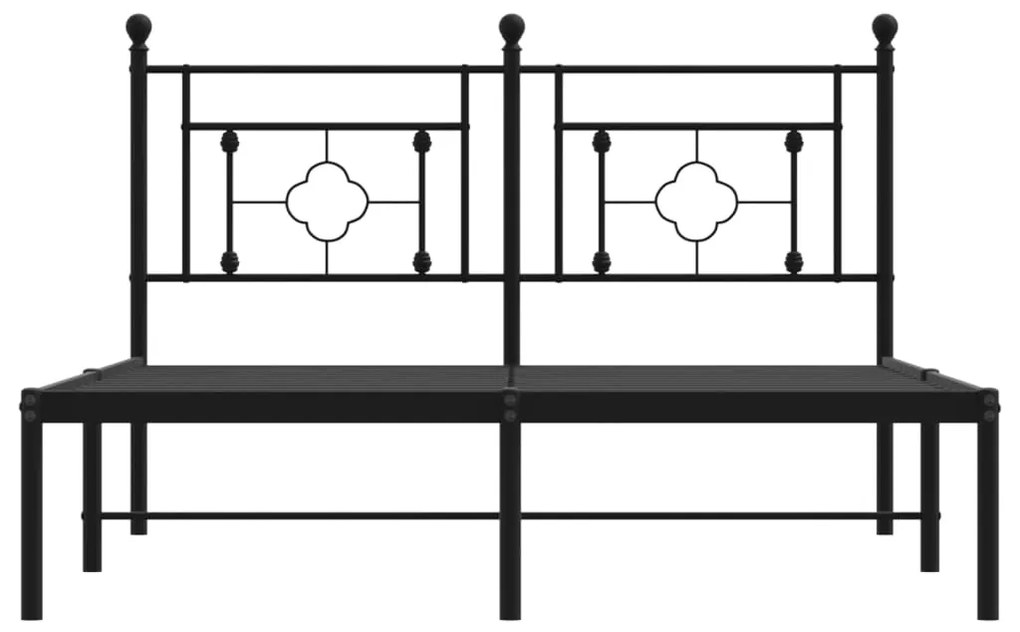 vidaXL Μεταλλικό Πλαίσιο Κρεβατιού με Κεφαλάρι Μαύρο 135 x 190 εκ.