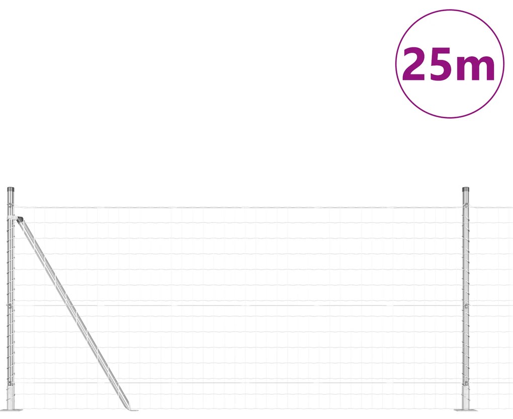 vidaXL Ευρωπαϊκός Φράκτης με 13 Φλεγματίδες 1x25 μ Γαλβανισμένο Ατσάλι