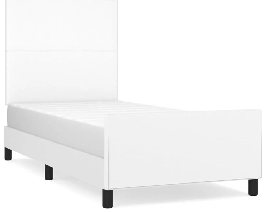 vidaXL Πλαίσιο Κρεβατιού με Κεφαλάρι Λευκό90x190εκ. από ΣυνθετικόΔέρμα