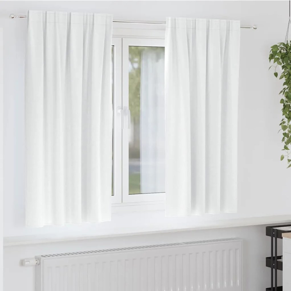 vidaXL Κουρτίνες Μαύρης Ύφανσης με Δαχτυλίδια 2 pcs Λευκό φωτεινό