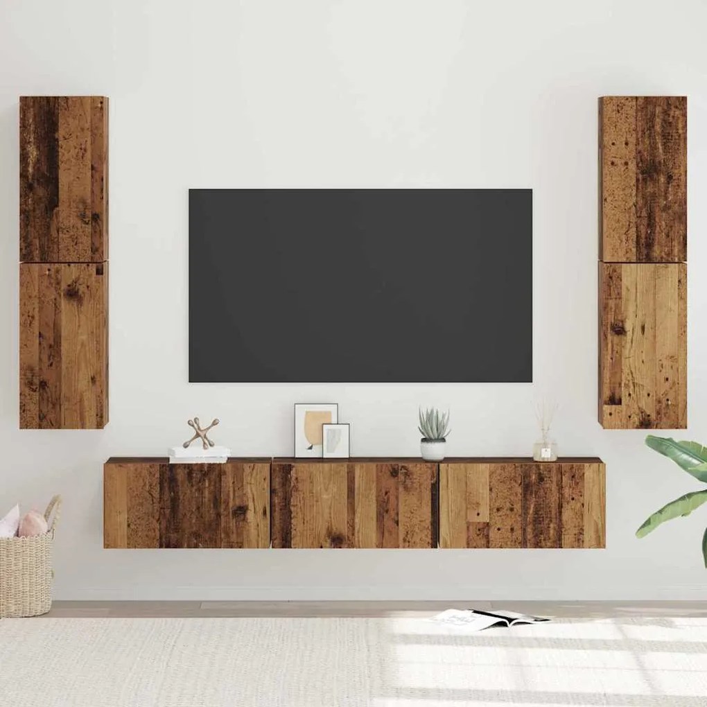 vidaXL Σετ επίπλου τηλεόρασης 7 pcs Παλιό ξύλο 80 x 30 x 30.5 εκ