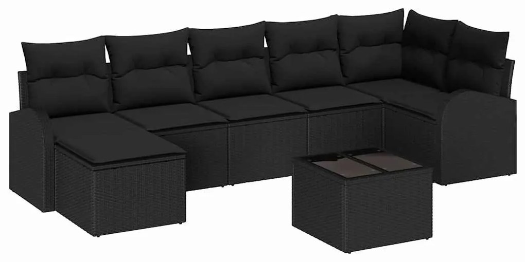 vidaXL Σετ Καναπέ Κήπου με μαξιλάρι 8 pcs Μαύρο Πολυ ράταν