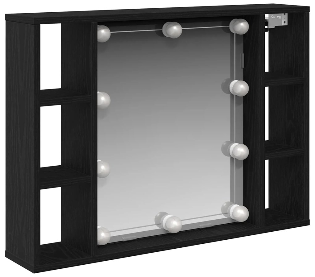 Ντουλάπα Καθρέφτη Μαύρη Οξυά 76 x 15 x 55 εκ Επεξεργασμένο ξύλο