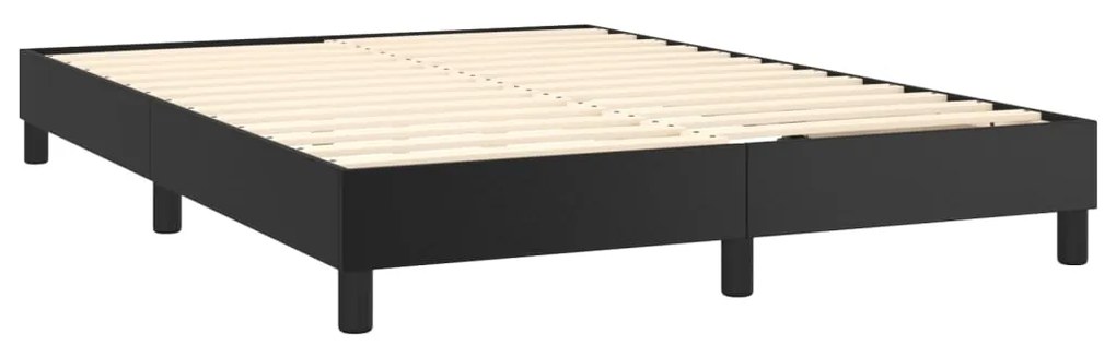 vidaXL Κρεβάτι Boxspring με Στρώμα &amp; LED Μαύρο 140x200 εκ. Συνθ. Δέρμα