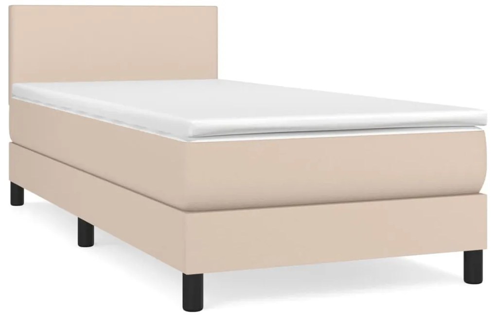 vidaXL Κρεβάτι Boxspring με Στρώμα Καπουτσίνο 80x200 εκ. Συνθ. Δέρμα