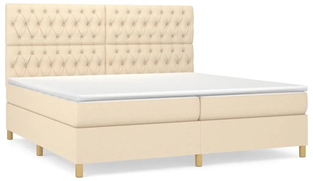 vidaXL Κρεβάτι Boxspring με Στρώμα Κρεμ 200x200 εκ. Υφασμάτινο