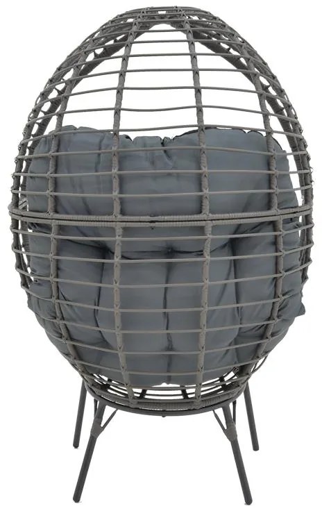 Καρέκλα - Πολυθρόνα Nestie wicker rattan γκρι-μεταλλικό γκρι πόδι-γκρι μαξιλάρι 102x80x155 εκ. 102x80x156 εκ.
