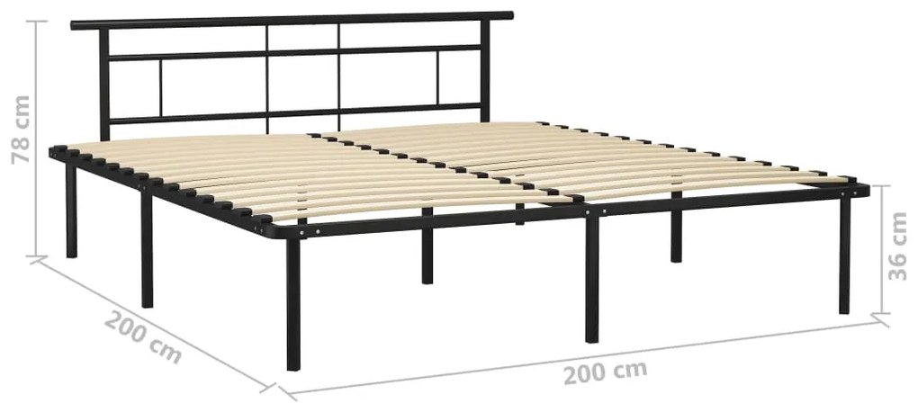 vidaXL Πλαίσιο Κρεβατιού Μαύρο 200 x 200 εκ. Μεταλλικό