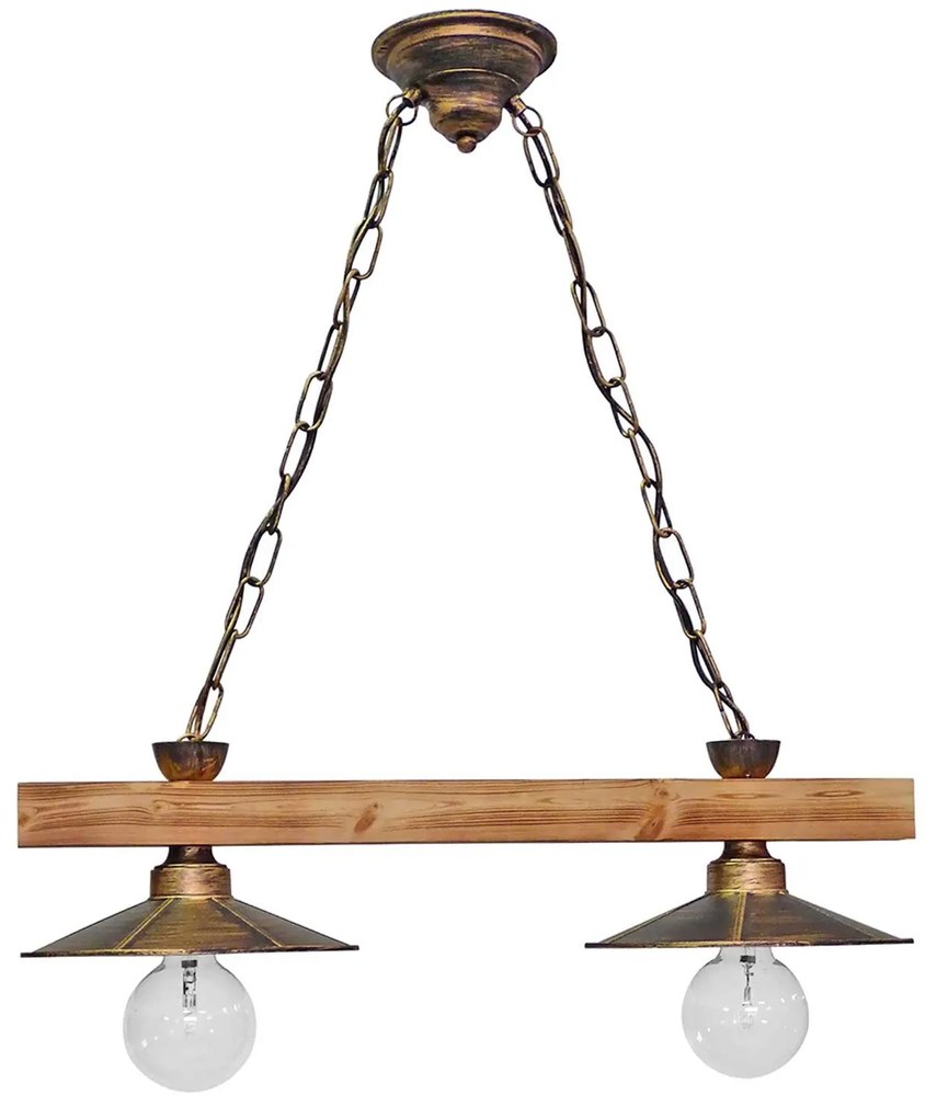 Φωτιστικό Οροφής R-150RAGA 2/L Chain 30-0037 Bronze Metal,Wood