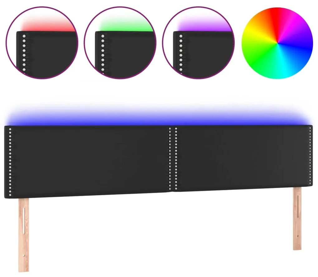 vidaXL Κεφαλάρι Κρεβατιού LED Μαύρο 200x5x78/88 εκ. Συνθετ. Δέρμα