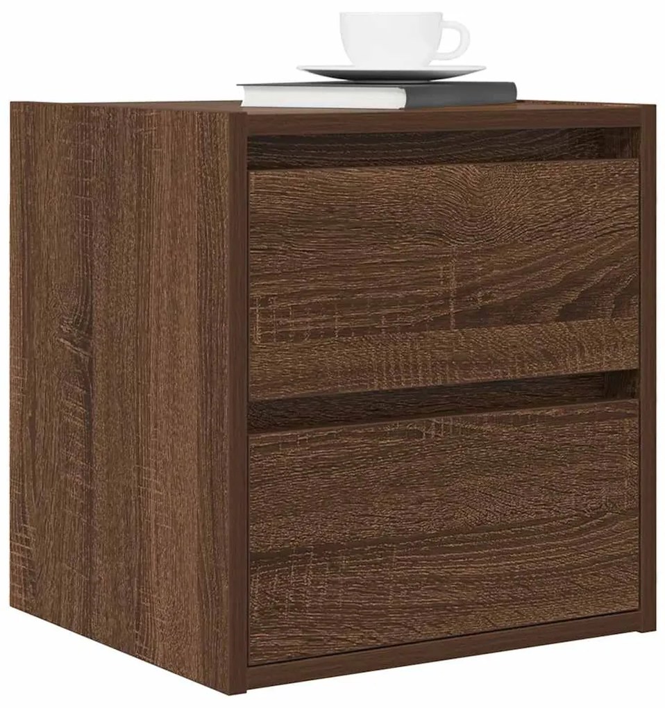 Κομοδίνο Επιτοίχιο Καφέ Δρυς 38x34x40 εκ. 861259
