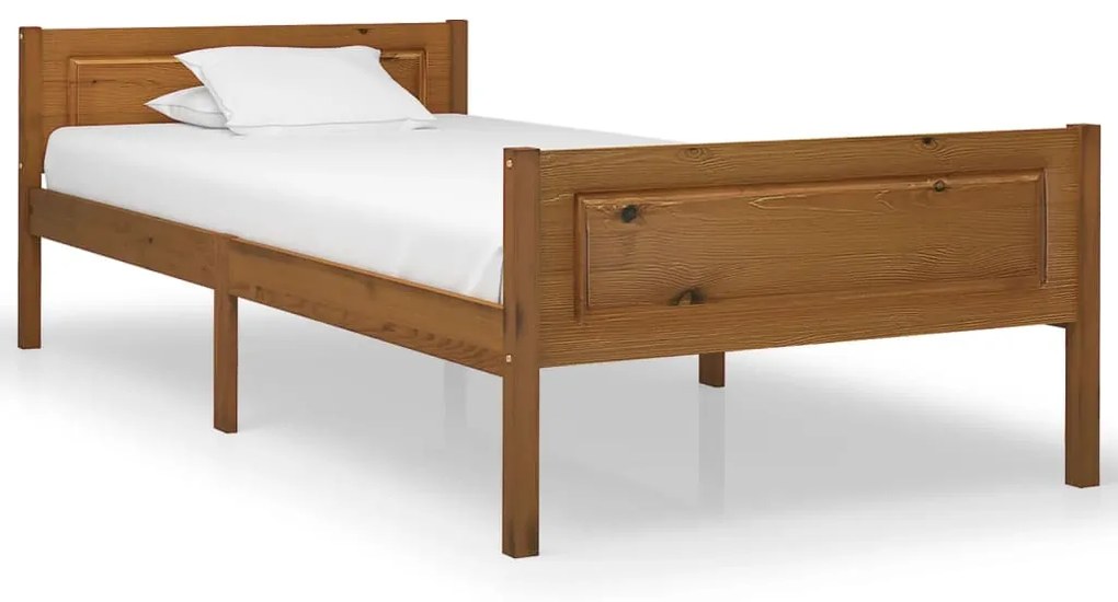 vidaXL Πλαίσιο Κρεβατιού Καφέ Μελί 100 x 200 εκ. από Μασίφ Ξύλο Πεύκου