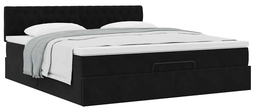 vidaXL Οθωμανικό κρεβάτι με στρώμα Μαύρο 160x200cm Velvet
