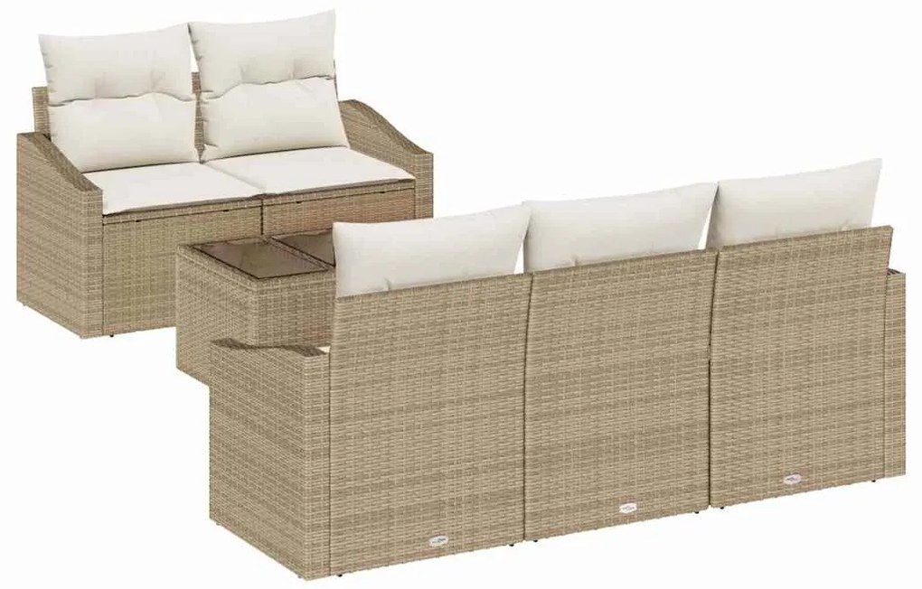 vidaXL Σετ Καναπέ Κήπου με μαξιλάρι 6 pcs Μπεζ, Κρέμα 55 x 55 x 37 εκ